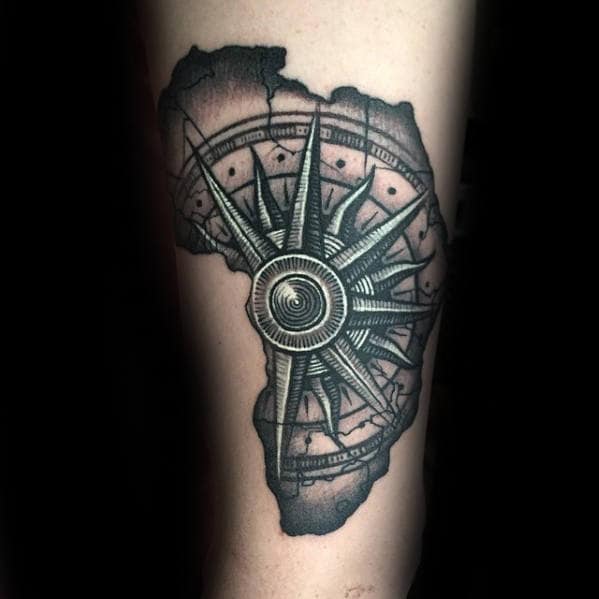 Compass Star Guys Africa Inner Forearm Tattoo