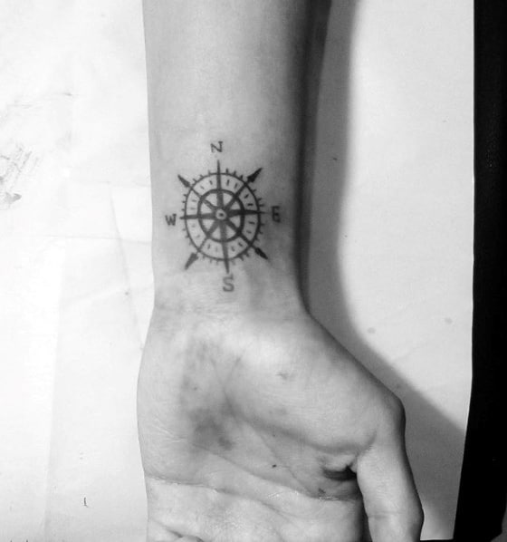 Compass Star Guys Simple Wrist Tattoos