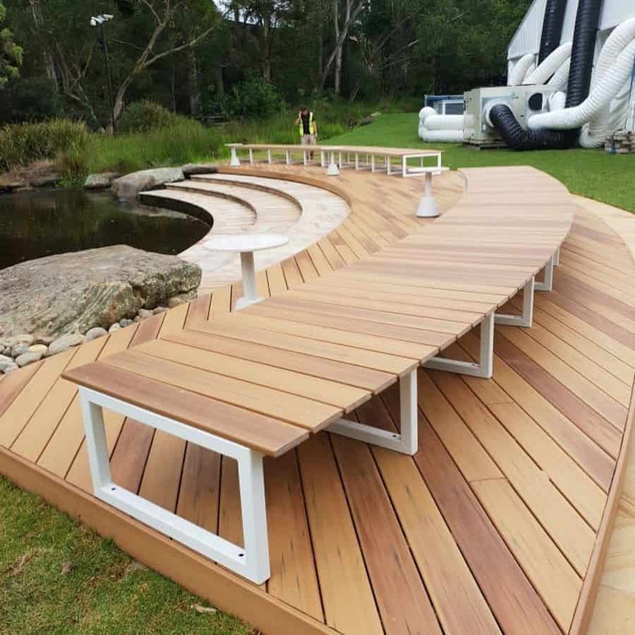 wood deck with seating 