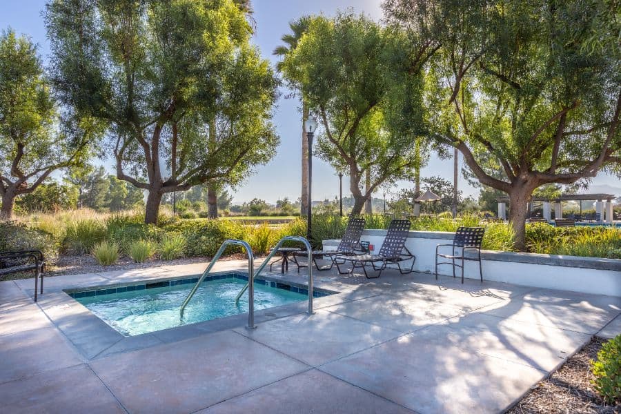 small plunge pool backyard concrete patio 