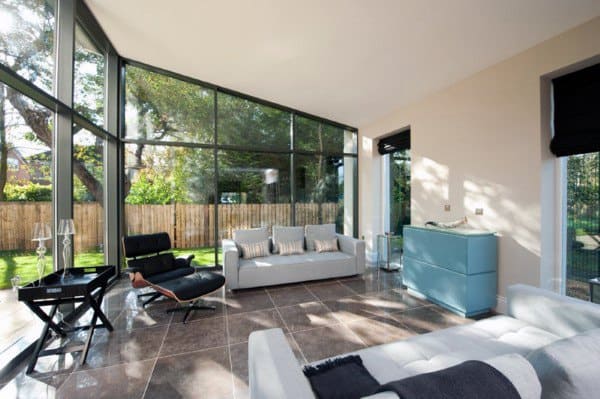 Contemporary Floor To Ceiling Glass Windows Sunroom Ideas