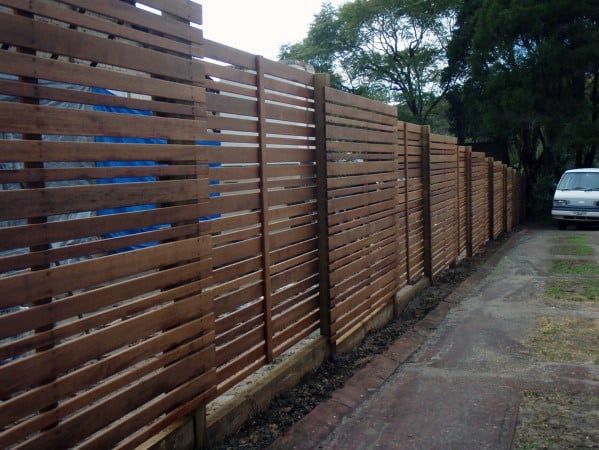 sloped wooden fence 