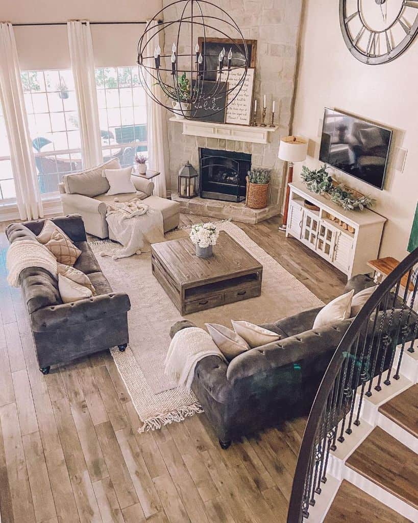 The Top 70 Modern Farmhouse Living Room Ideas - Interior Home and Design
