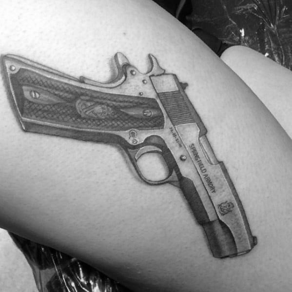 AngryElephantTattoos on Twitter Gun tattoo by Austin guntattoos  neverlookback amgtattoos httptcowybJM8kbKb  Twitter