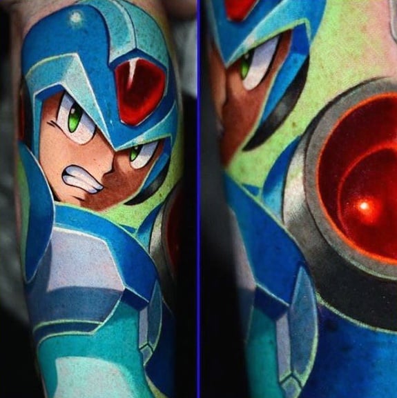 Cool 3d Arm Sleeve Megaman Tattoo Design Ideas For Male