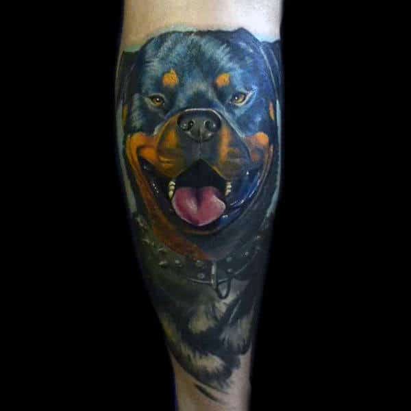 Cool 3d Male Dog Tattoo Half Sleeve
