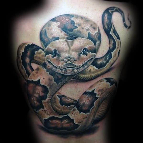 Cool 3d Snake Mens Thigh Tattoo Designs