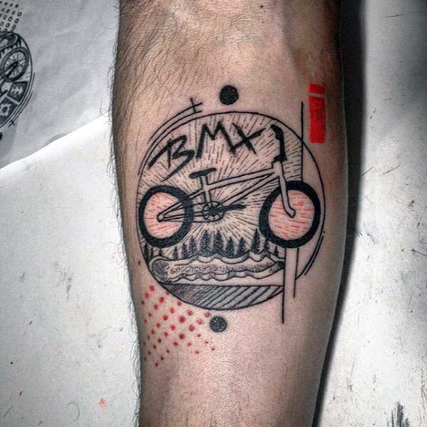Cool Abstract Bmx Guys Inner Forearm Tattoo