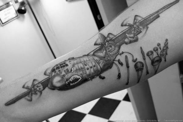 Cool Airborne Airplane Forearm Tattoos For Men
