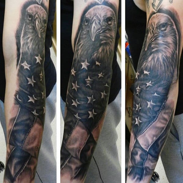 Cool American Flag Tattoos For Men With Eagle