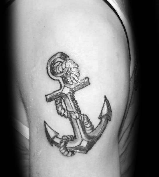 Cool Anchor Cross Upper Arm Male Tattoos