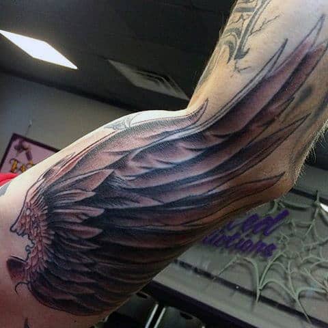 Cool Angel Wing Inner Arm Tattoos For Guys