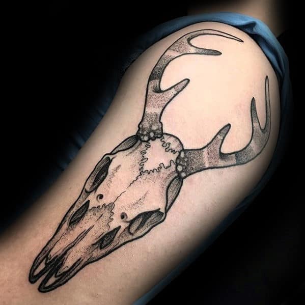 Cool Animal Deer Skull Tattoo For Men On Arm