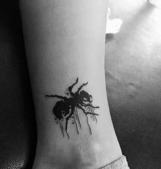 Cool Ant Paint Dripping Lower Leg Ankle Tattoo Design Ideas For Male