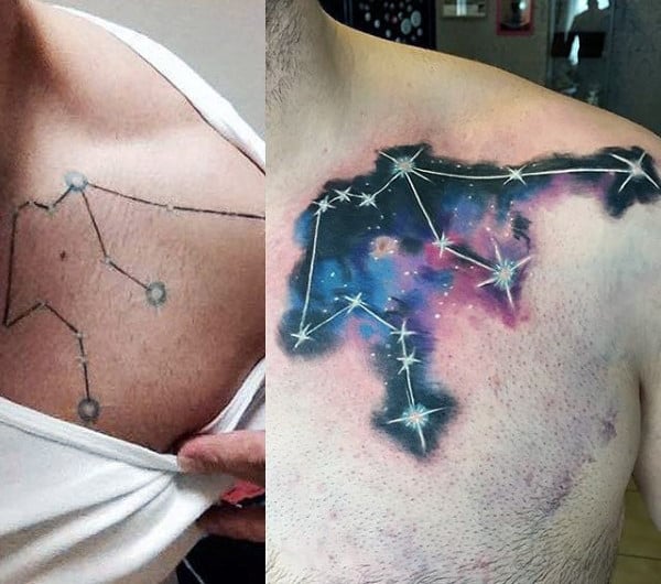 Cool Aquarius Constellation Mens Shoulder Tattoo