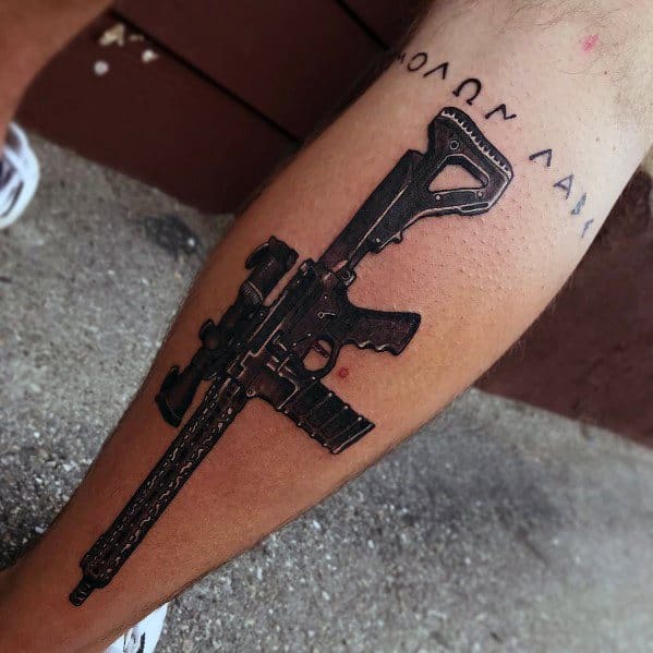 9. Leg AR 15 Tattoos.