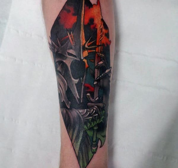 Cool Artistic Lord Of The Rings Mens Forearm Tattoo