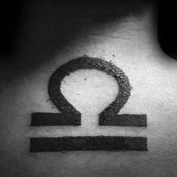 Cool Astrological Sign Mens Libra Upper Back Tattoos