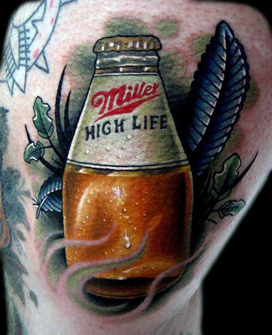 Cool Beer Miller High Life Tattoo Design Ideas For Male