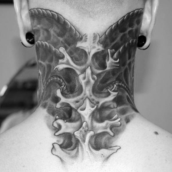 Cool Below The Neck Spinal Cord Male Tattoos