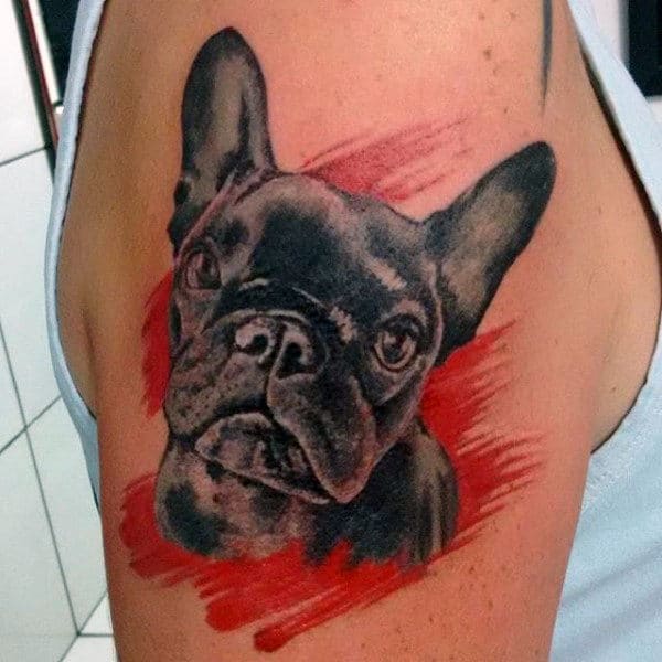 Cool Black Bulldog Mens Upper Arm Tattoo