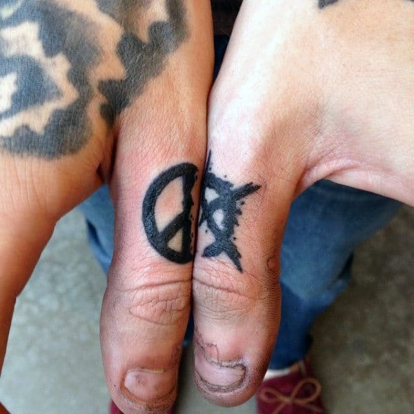 Cool Black Ink Guys Small Thumb Tattoos