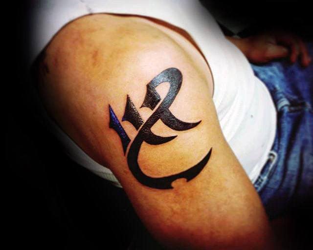Cool Black Ink Virgo Mens Tribal Upper Arm Tattoo Designs