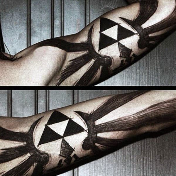 Cool Blackink Sketched Guys Triforce Inner Arm Bicep Tattos