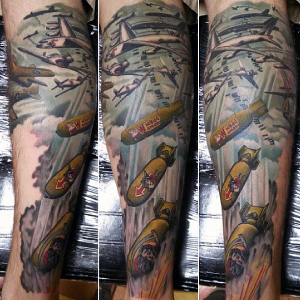 Cool Bomber Forearm Male Air Force Tattoo Designs