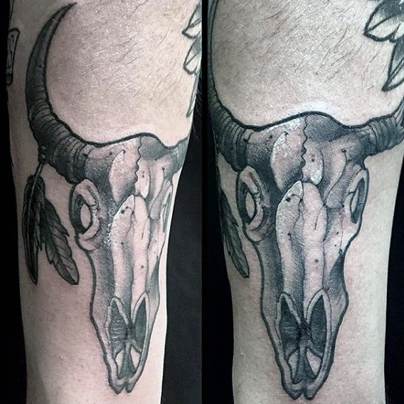 Cool Bull Skull Tattoos For Guys On Forearm
