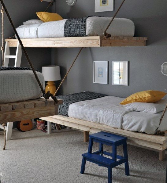 suspended floating bunk bed 