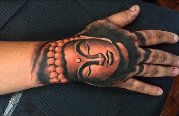 Cool Calm Buddha Tattoo Mens Hands