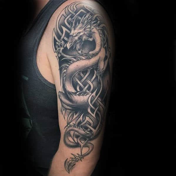 cool-celtic-dragon-guys-shaded-3d-arm-tattoo