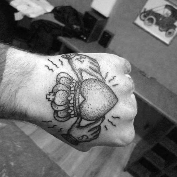 Cool Claddagh Hand Tattoo On Man