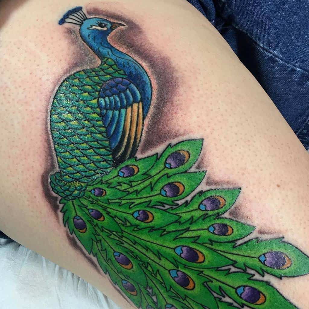 Peacock Tattoo Art Vector Illustration' Sticker | Spreadshirt
