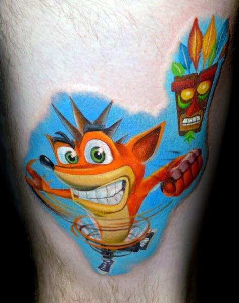 Crash Bandicoot Aku Aku Tattoo Sample by Supermanosbros
