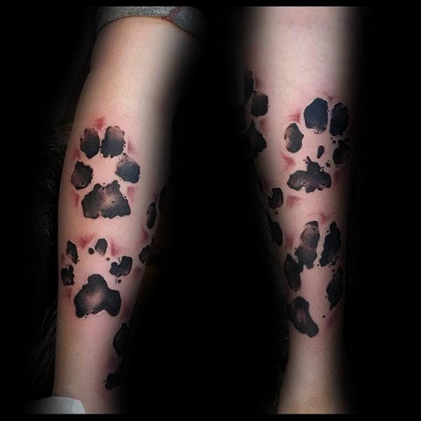 Cool Dog Paw Pattern Male Forearm Tattoos