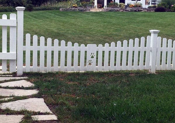 dog paw white picket fence 