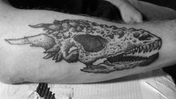 Cool Dragon Skull Tattoo Design Ideas For Male On Outer Forearm