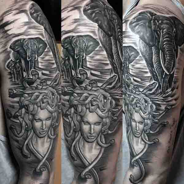 Cool Elephant Tattoo Sleeve For Guys
