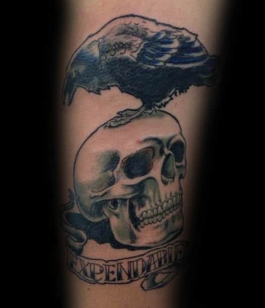 Cool Expendables Tattoo On Mans Forearm