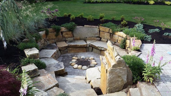 Top 60 Best Fire Pit Ideas Heated, Natural Stone Fire Pit Area