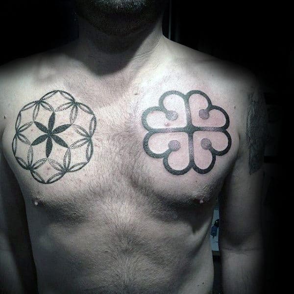 Cool Flower Of Life Tattoos For Guys On Upper Chest