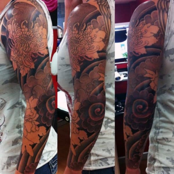 Cool Flower Sleeve Tattoos For Men