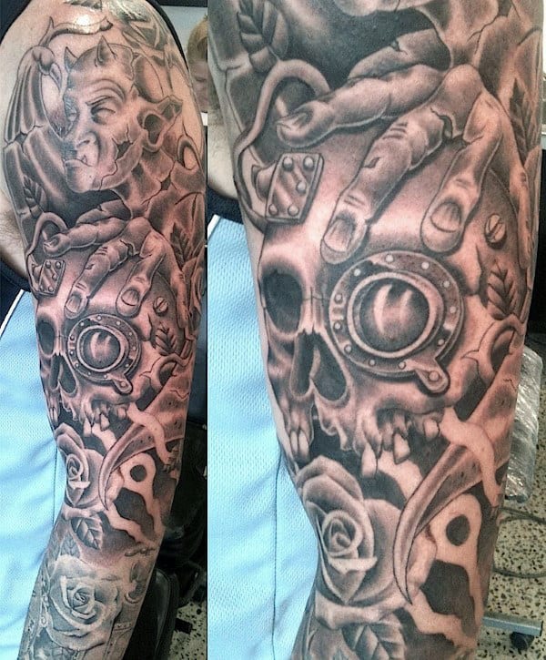 Cool Gargoyle Skull Mens Full Sleeve Tattoos