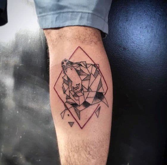 Cool Geometric Animal Bear Tattoo Design Ideas For Male
