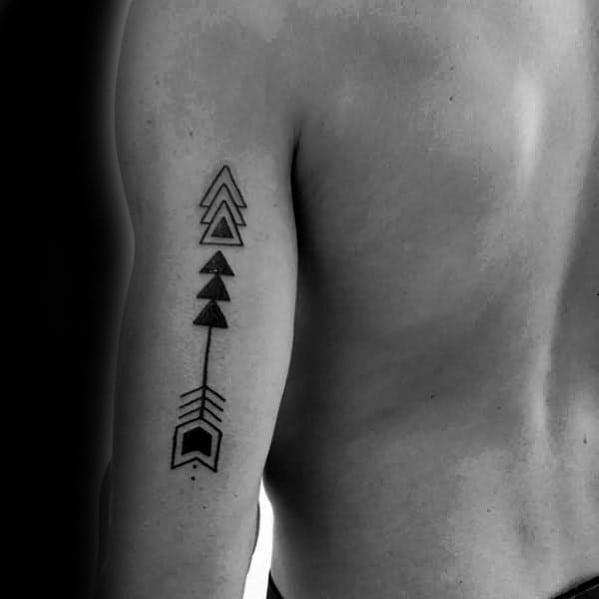 Cool Geometric Arrow Back Of Arm Tattoos For Men