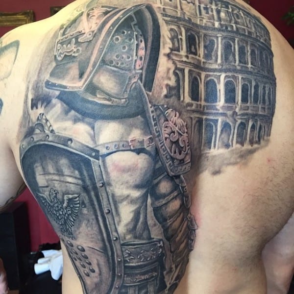 Cool Gladiator Tattoo Designs For Men On Back