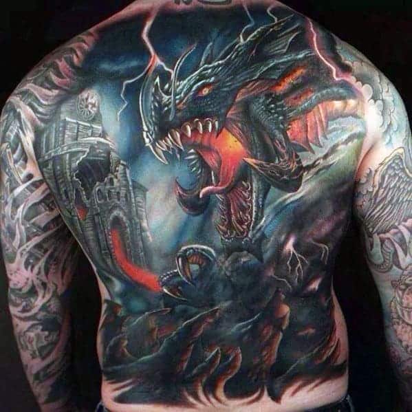 cool-glowing-throat-dragon-mens-3d-full-back-tattoos