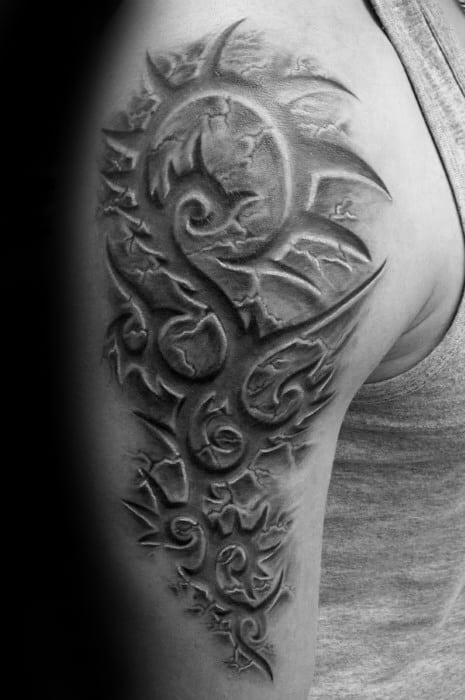Cool Guys 3d Tribal Tattoo Designs On Arm